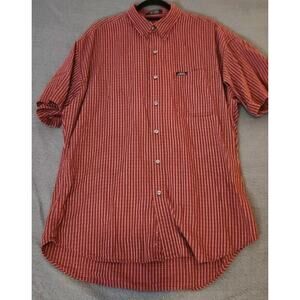 Vintage Chaps Ralph Lauren Button Up Short Sleeve Shirt Mens Red Plaid Sz Large‎